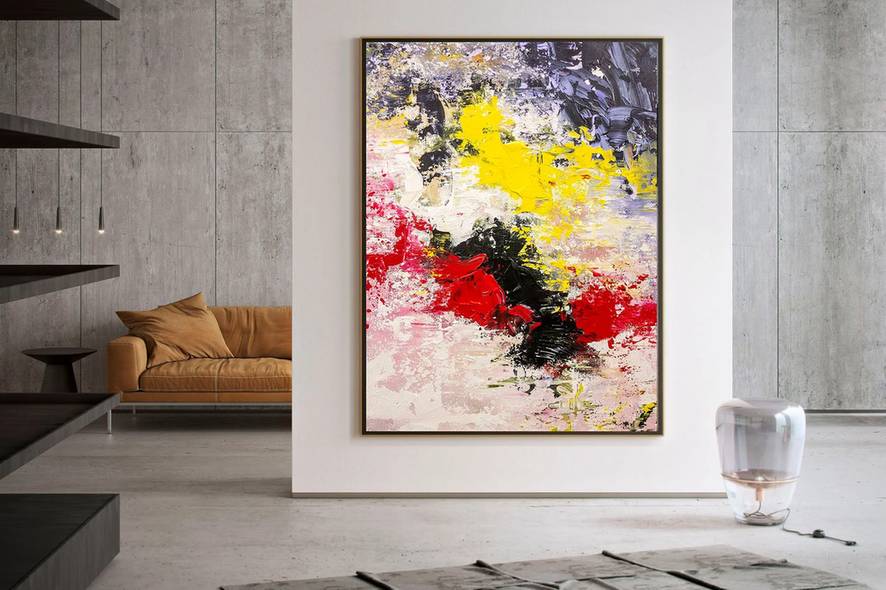 You Original Knife Living Yellow Abstract Canvas Artwork X60AG
